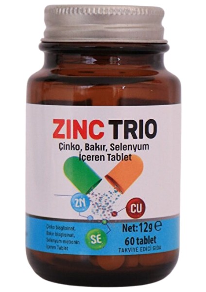 Zinctrio Çinko - Bakır - Selenyum İçeren 60 Tablet