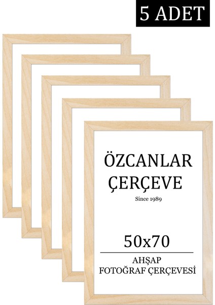 5 'li Takım Ahşap Çerçeve Ahşap Resim Çerçevesi 50X70 Doğal Ahşap Çerçeve Ham Ahşap