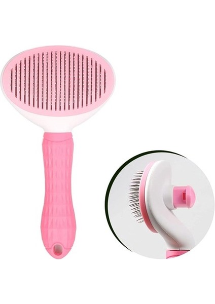 Pembe Renkte Evcil Hayvan Tarağı ( Kullanımlı Ve Kendini Temizleyebilen )