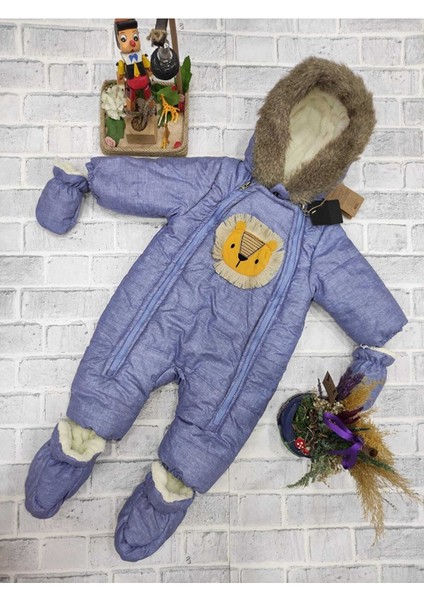 Aslan Figürlü Soft Kumaş Çıkarılabilir Eldiven ve Patikli Kapüşonlu Bebek Kozmonot Tulum fiyatları
