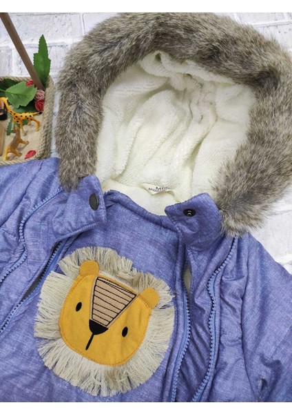 Aslan Figürlü Soft Kumaş Çıkarılabilir Eldiven ve Patikli Kapüşonlu Bebek Kozmonot Tulum modelleri