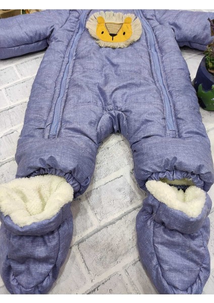 Aslan Figürlü Soft Kumaş Çıkarılabilir Eldiven ve Patikli Kapüşonlu Bebek Kozmonot Tulum indirimleri