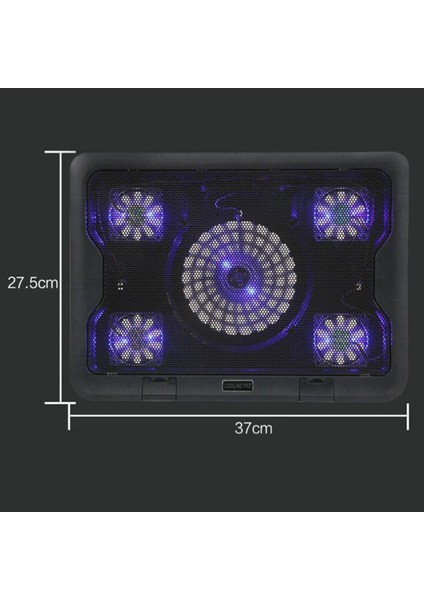 Milageto Dizüstü Bilgisayar Soğutma Pad Soğutucu 5 Sessiz Fan Mavi LED Işıklar Çift USB 2.0 (Yurt Dışından)