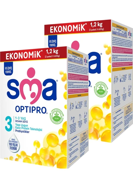 Sma Optipro Probiyotik 3 1- 3 Yaş Devam Sütü 1200 gr x 2 Adet