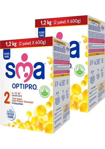 Sma Optipro Probiyotik 2 6-12 Ay Bebek Sütü 1200 gr x 2 Adet