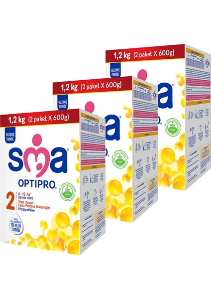 Sma Optipro Probiyotik 2 6-12 Ay Bebek Sütü 1200 gr x 3 Adet