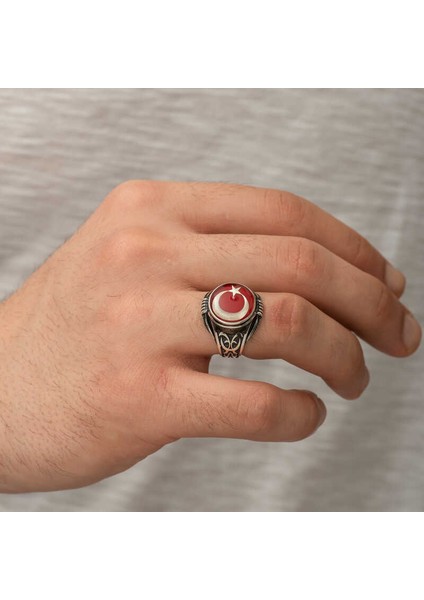 Gümüş Ay Yıldız Erkek Yüzük fiyatları