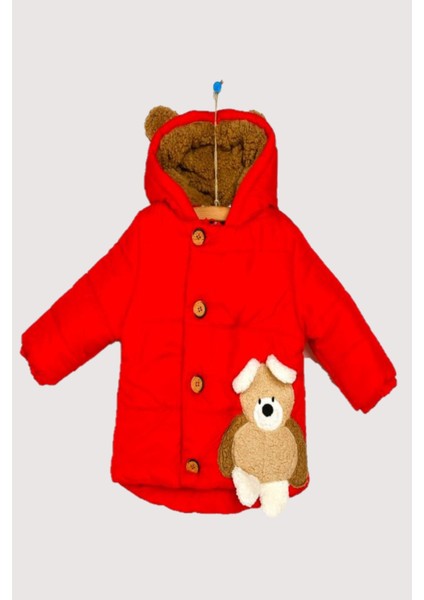 Yeni Sezon Sevimli Peluş Oyuncak Ayılı Cepli Kapüşonlu Bebek Mont