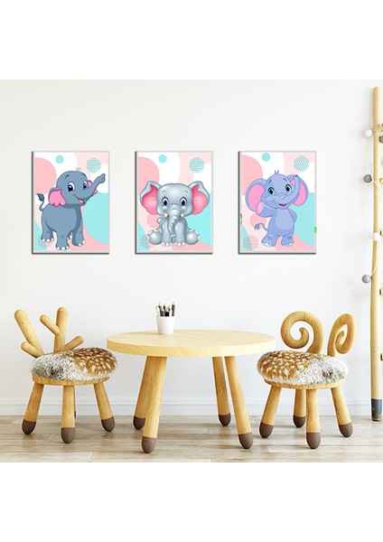 Bebek Odası Çocuk Odası Doğumgünü Parti Pano Tablo Mdf Baskı Dekorasyon Hayvanlar Diyarı Resim Çerçeveli Çocuk Odası 20X30