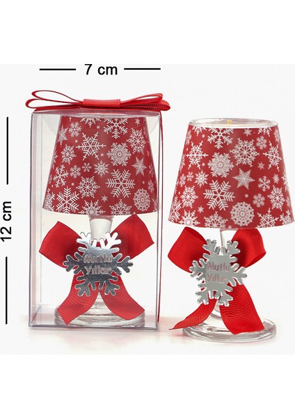 Dekoratif Yılbaşı Abajur Mumluk Vanilya Kokulu 2 Adet Kırmızı Kartanesi Desenli fiyatları