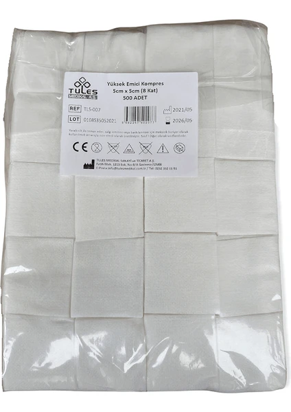 Yüksek Emici 5 x 5 8 Katlı 500'lük x 2 Paket Nonwoven Kumaş Tipi Spanç