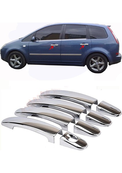 Ford C-Max 2004-2010 Kapı Kolu 4 Kapı Krom Paslanmaz Çelik