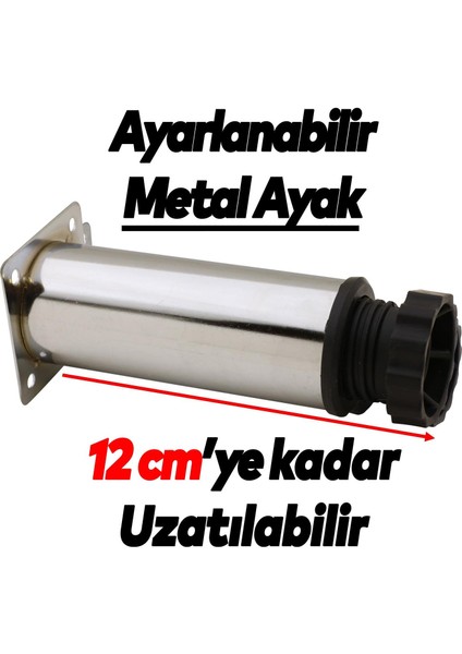 Dolap Ayarlanabilir Mobilya Kanepe Baza Koltuk Metal Destek Yükseltici Ayağı Ayakları Krom 10 Cm