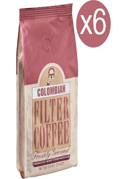 Mehmet Efendi Colombian Filtre Kahve 250 gr 6'lı Set