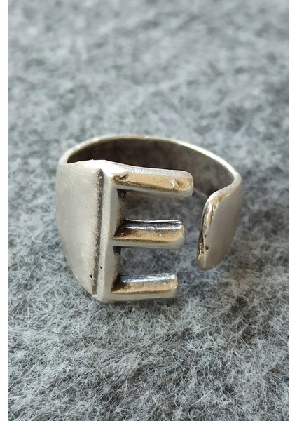 E Harfi Şekilli Kadın & Erkek Yüzük Gümüş Kaplama Ayarlanabilir El Yapımı Unisex Yüzük fırsatları