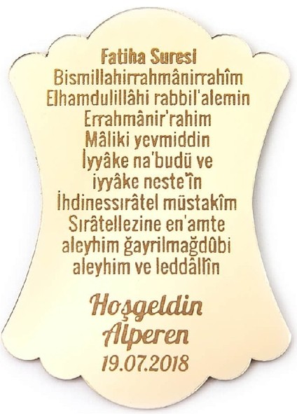 10 Adet Hediyelik Aynalı Pleksi Mıknatıslı Dolap Süsü Fatiha Suresi