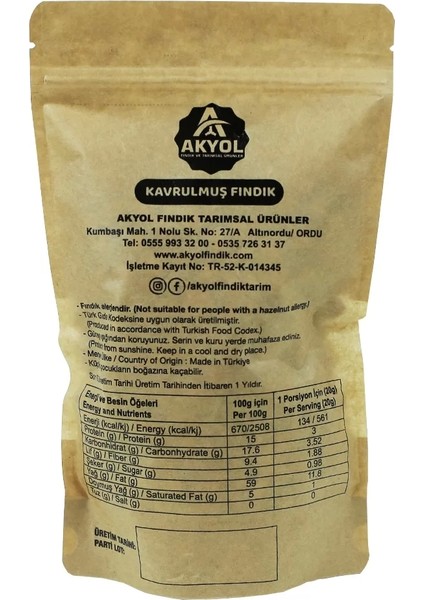 Kavrulmuş Fındık İçi 500 gr