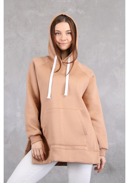 Fancy Kadın Kapüşonlu İçi Polarlı Yumuşacık Kanguru Cepli Sweatshirt