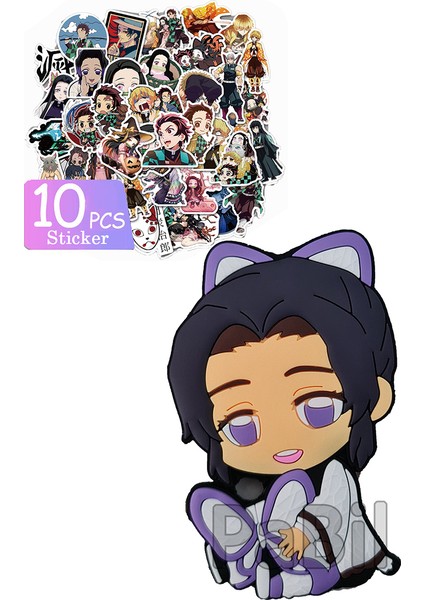 Kimetsu No Yaiba - Anime Anahtarlık 10 Adet Sticker Hediyeli 8 cm - Shinobu