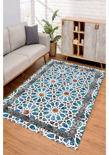 Dijital Kaymaz Taban Yıkanabilir Renkli Salon Halısı Mutfak Halısı Yolluk ND-SD-810