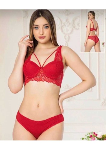 Desteksiz Sütyen Takımı Dantelli