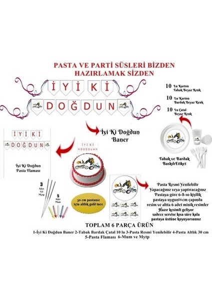 Pasta Resmi ve Parti Seti Pembe Temalı 10 Kişilik
