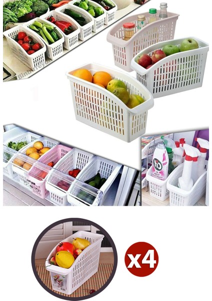 Buzdolabı Içi Düzenleyici Sebze Meyve Sepeti Mutfak Banyo Tezgah Altı Üstü Dolap Içi Organizer 4ADET