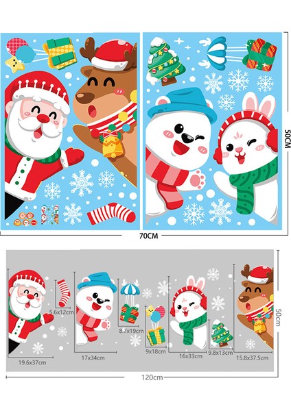 Yılbaşı Sticker Karikatür Noel Baba Elk Tavşan Kar Tanesi Tekrarlanabilir Sticker Cam Pencere Yılbaşı Dekorları Hediyesi (Yurt Dışından)