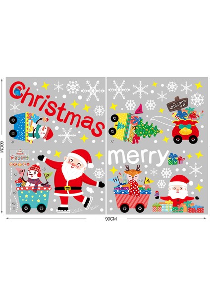 Yılbaşı Sticker Yılbaşı Baba Küçük Tren Mutlu Noel Kar Tanesi Tekrarlanabilir Sticker Cam Pencere Yılbaşı Dekorları (Yurt Dışından)