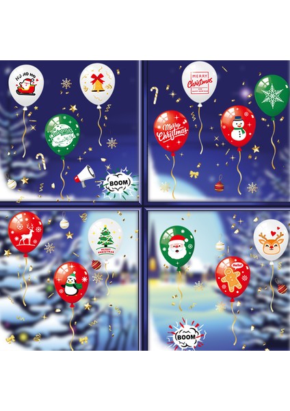 Yılbaşı Sticker Balon Kar Tanesi Tekrarlanabilir Sticker Cam Pencere Yılbaşı Dekorları (Yurt Dışından)