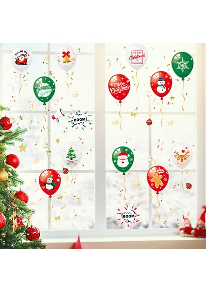 Yılbaşı Sticker Balon Kar Tanesi Tekrarlanabilir Sticker Cam Pencere Yılbaşı Dekorları (Yurt Dışından)