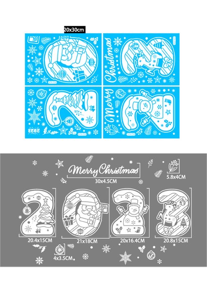 Yılbaşı Sticker 2023 Mutlu Noel Kar Tanesi Sticker Cam Pencere Yılbaşı Süsleri (Yurt Dışından)