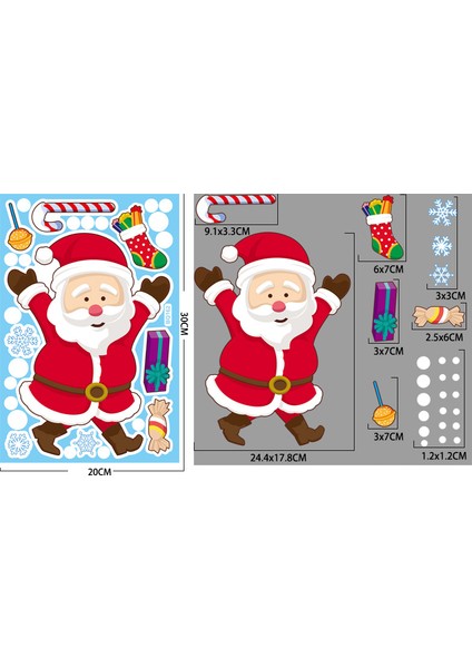 Yılbaşı Sticker Noel Baba Kardan Adam Elk Bear Candy Snowflake Sticker Cam Pencere Yılbaşı Süsleri (Yurt Dışından)