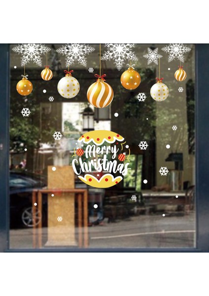 Yılbaşı Sticker Balon Mutlu Noel Kar Tanesi Sticker Cam Pencere Yılbaşı Dekorları (Yurt Dışından)
