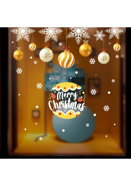 Yılbaşı Sticker Balon Mutlu Noel Kar Tanesi Sticker Cam Pencere Yılbaşı Dekorları (Yurt Dışından)
