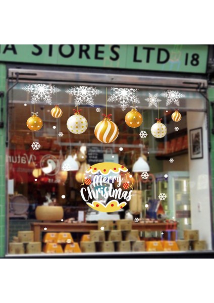 Yılbaşı Sticker Balon Mutlu Noel Kar Tanesi Sticker Cam Pencere Yılbaşı Dekorları (Yurt Dışından)