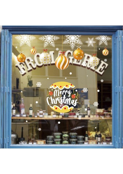 Yılbaşı Sticker Balon Mutlu Noel Kar Tanesi Sticker Cam Pencere Yılbaşı Dekorları (Yurt Dışından)