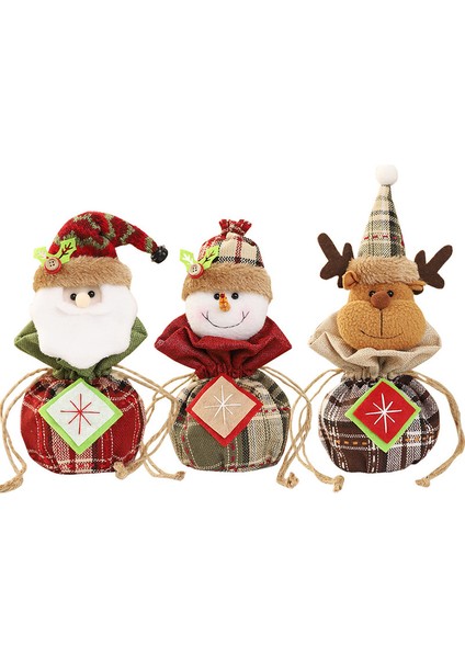 3 Adet Yılbaşı Hediye Çantası 3D Bebek Noel Baba Kardan Adam Elk Noel Arifesi Apple Bags Çocuk Hediye Şeker Çantası Yılbaşı Dekorları (Yurt Dışından)