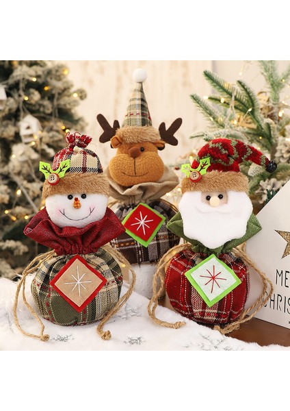 3 Adet Yılbaşı Hediye Çantası 3D Bebek Noel Baba Kardan Adam Elk Noel Arifesi Apple Bags Çocuk Hediye Şeker Çantası Yılbaşı Dekorları (Yurt Dışından)