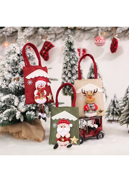 3 Adet Yılbaşı Hediye Çantası 3D Bebek Noel Baba Kardan Adam Elk Çanta Şeker Paketi Çantalar Yılbaşı Dekorları (Yurt Dışından)