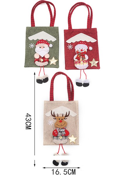 3 Adet Yılbaşı Hediye Çantası 3D Bebek Noel Baba Kardan Adam Elk Çanta Şeker Paketi Çantalar Yılbaşı Dekorları (Yurt Dışından)