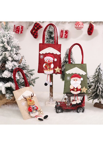 3 Adet Yılbaşı Hediye Çantası 3D Bebek Noel Baba Kardan Adam Elk Çanta Şeker Paketi Çantalar Yılbaşı Dekorları (Yurt Dışından)