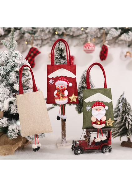 3 Adet Yılbaşı Hediye Çantası 3D Bebek Noel Baba Kardan Adam Elk Çanta Şeker Paketi Çantalar Yılbaşı Dekorları (Yurt Dışından)