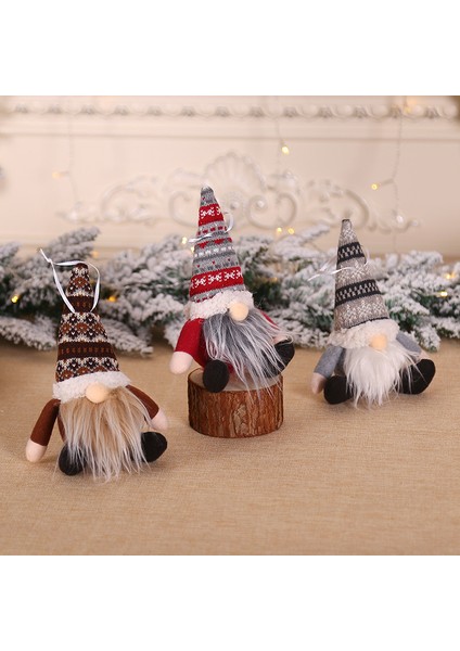 Yılbaşı Dekorları 3pcs Oturmak Noel Cüceleri Noel Baba Bebek Kolye Yılbaşı Ağaç Süsleri (Yurt Dışından)