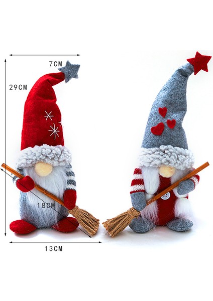 Yılbaşı Dekorları Çift Süpürge Noel Cüceleri Noel Baba Bebek Oda Dekorları (Yurt Dışından)
