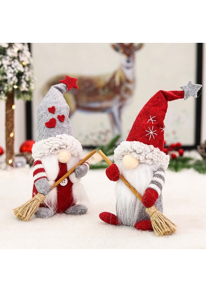 Yılbaşı Dekorları Çift Süpürge Noel Cüceleri Noel Baba Bebek Oda Dekorları (Yurt Dışından)