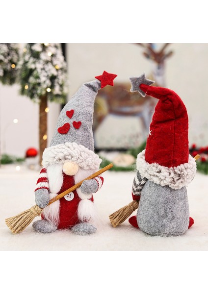 Yılbaşı Dekorları Çift Süpürge Noel Cüceleri Noel Baba Bebek Oda Dekorları (Yurt Dışından)
