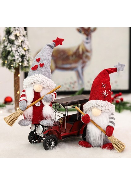 Yılbaşı Dekorları Çift Süpürge Noel Cüceleri Noel Baba Bebek Oda Dekorları (Yurt Dışından)
