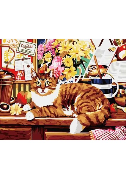 Hayvan Masa Kedi Dıy Elmas Mozaik Tablo Mozaik Puzzle 30X40 cm (Yurt Dışından)