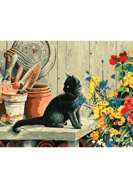 Hayvan Siyah Kedi Dıy Elmas Mozaik Tablo Mozaik Puzzle 30X40 cm (Yurt Dışından)